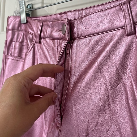 NWOT Rachel Zoe Metallic Faux Leather Pants 4 Pink - Picture 3 of 13